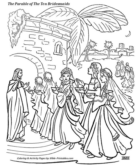 The Parable of The Ten Bridesmaids | Jesus coloring pages, Bible ...