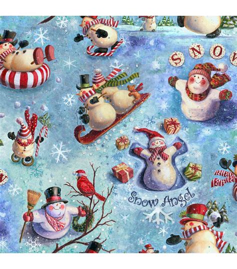 Holiday Snowman Fabric, Cotton Fabric, Winter Fabric, Snowman Fabric, Quilting… | Christmas ...