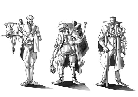Steampunk time traveler sketch concepts by BourneLach on DeviantArt