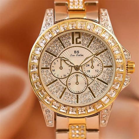 fashion 2018 women watch Rhinestone Watches Bracelet Luxury Waterproof Quartz Ladies Rose Gold ...