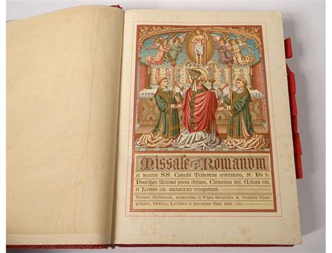 Roman Missal Altar Latin Mass Red Leather Gilding Cross 1896 Nineteenth Century