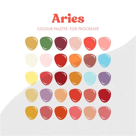 Aries Zodiac Sign Colour Palette for Procreate 30 Colours/swatches - Etsy