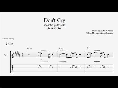 Acoustician - Don't Cry solo TAB - acoustic guitar solo tabs (PDF + Guitar Pro) - deaktee