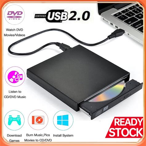 DVD Player External DVD Optical Drive USB Slim Portable CD Player Reader Recorder for Laptop ...