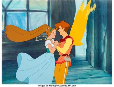 Thumbelina Prince Cornelius and Thumbelina Production Cel Setup with ...