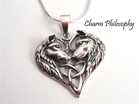 Wolf Necklace 925 Sterling Silver Jewelry Two by charmphilosophy