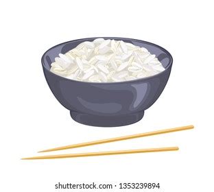 Bowl Rice Vector Illustration Cartoon Style Stock Vector (Royalty Free ...