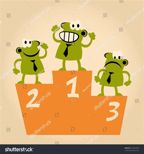 Funny Cartoon Men On Podium Stock Vector Illustration 100076957 ...