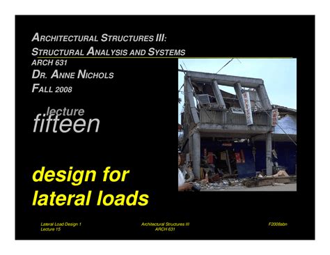 Design for Lateral Loads - Lecture Slides | ARCH 631 - Docsity