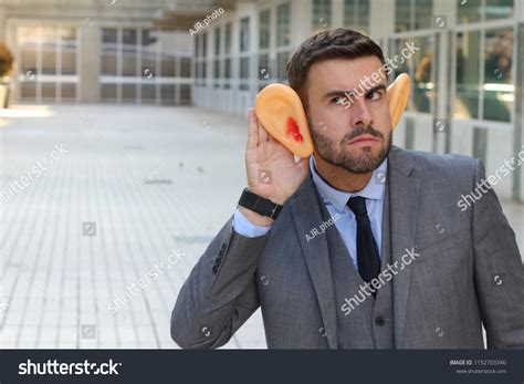 Funny Bigeared Businessman Trying Hear Something Stock Photo 1152703340 | Shutterstock