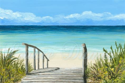 easy beach pictures to paint on canvas | Art Print 4x6 from painting ...