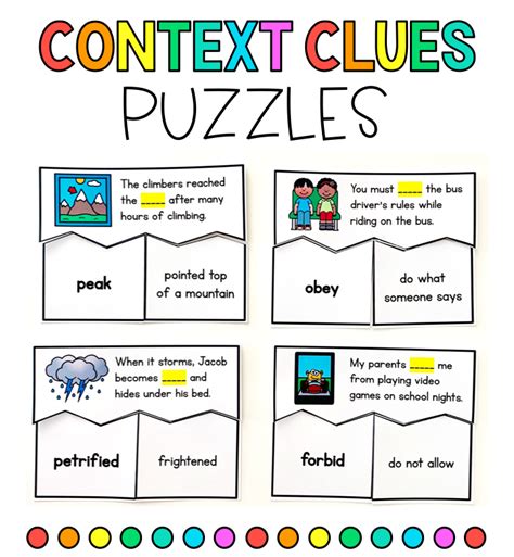 Context Clues Puzzles {Unfamiliar Words} | Context clues worksheets, Context clues, Letter ...