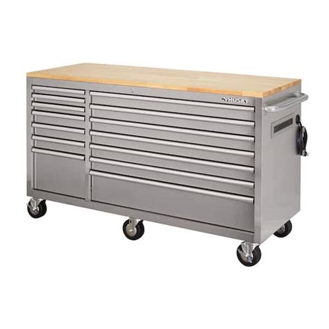 Husky 62 in. W x 24 in. D Standard Duty 14-Drawer Mobile Workbench Tool ...