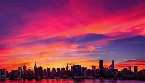 Good Morning America on Twitter | Sunset, Manhattan skyline, Pink sky