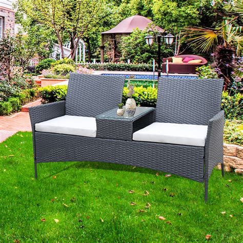 Syngar Patio Furniture Set, Cushioned Loveseat Glass Table Chairs ...