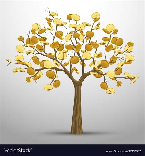 A tree from which gold coins grow Royalty Free Vector Image