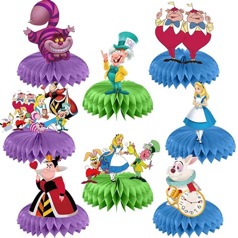 Buy 8 Pcs Alice in Wonderland Theme Honeycomb Centerpieces Table Toppers,Alice in Wonderland 3D ...