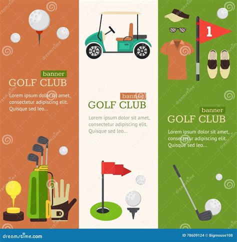 Golf Club Banner Flat Design Style. Vector Stock Vector - Illustration ...