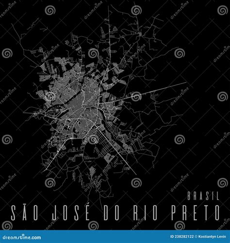 Sao Jose Do Rio Preto City Vector Map Poster. Brazil Municipality Square Linear Street Map ...