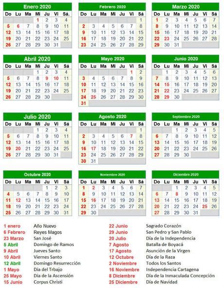 soldadura favorito agencia calendario de dias festivos en colombia Notable Gastos puntada