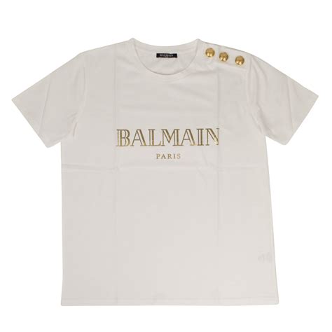 Balmain Paris // Short Sleeve Cotton Logo T-Shirt // White (34) - Women's Designer Streetwear ...