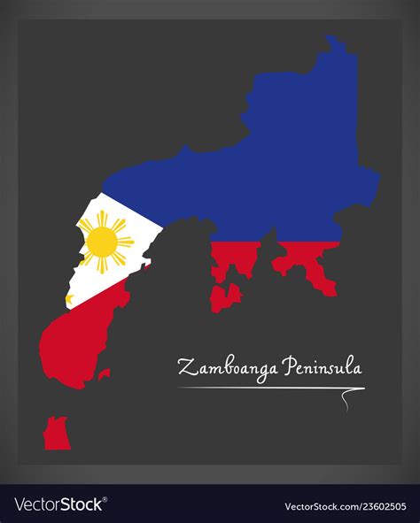 Zamboanga peninsula map philippines Royalty Free Vector