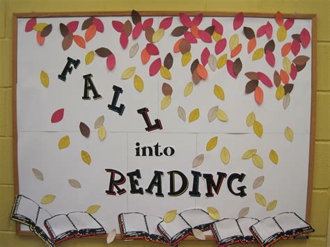 Fall into reading at the library! | Library bulletin boards, Reading ...