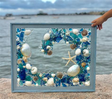 Large 19 X 23 Beach Glass Panel in Blue Frame With | Etsy | Sea glass ...