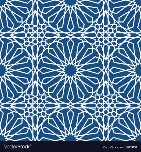 Blue islamic pattern seamless arabic geometric Vector Image