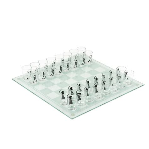 True Shot Glass Chess Drinking Game - Chess Board with Shot Glass Chess ...