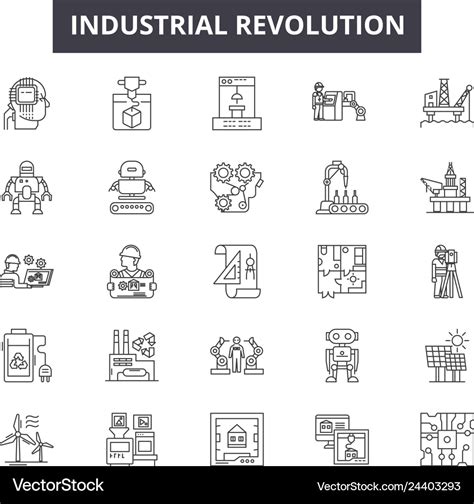 Industrial revolution line icons for web and Vector Image