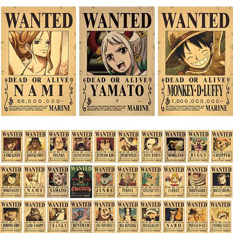 30 Pcs One Piece Poster, 29cm*20cm One Piece Wanted Poster Including ...