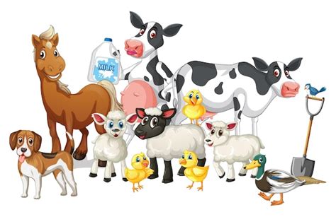 Free Vector | Farm animals on white background