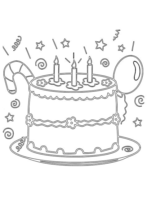 Free Printable Happy Birthday Cake Coloring Page, Sheet and Picture for Adults and Kids, Girls ...
