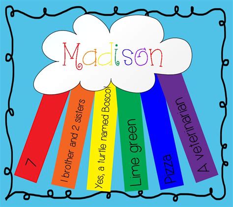 All About Me Rainbow - First Day of School Activity | First day of school activities, About me ...