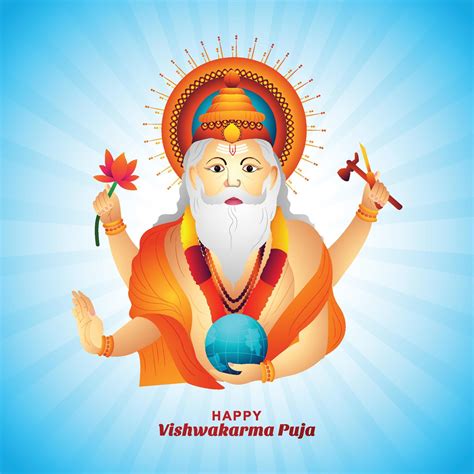 Happy vishwakarma puja illustration celebration card background ...