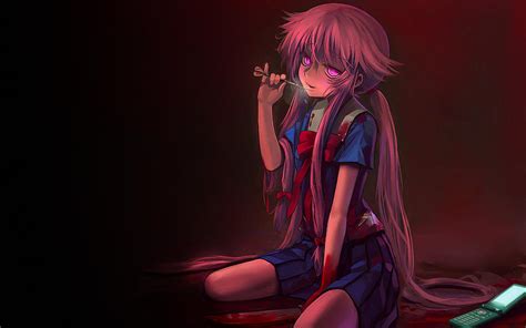 Anime Mirai Nikki Yuno Gasai Future Diary Girl Pink Hair Yandere School ...