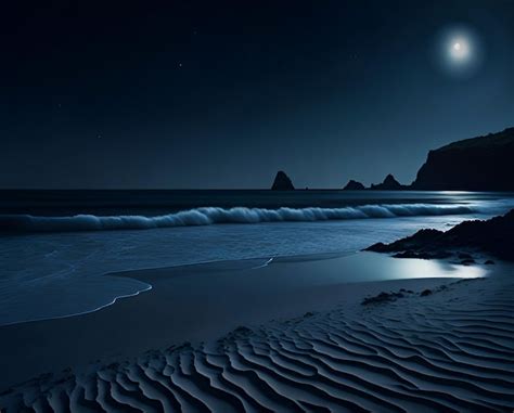Premium Photo | Moonlight on a dark night on a beautiful lonely beach