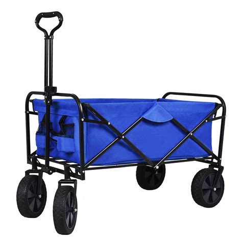 SUNCOO Folding Push Wagon Cart, Collapsible Outdoor Utility Camping Grocery wagon, Sturdy ...