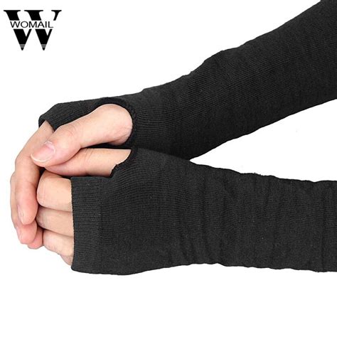 Womail Winter Wrist Arm Hand Warmer Knitted Long Fingerless Gloves Mitten Dec 13 Drop Ship-in ...