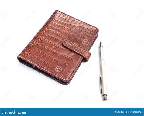 Leather Diary Book Cover and Pen Stock Photo - Image of close, leather: 62935978