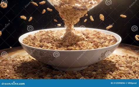 Crisp Cereal Pouring into Bowl Stock Photo - Image of grains, flakes: 312599896