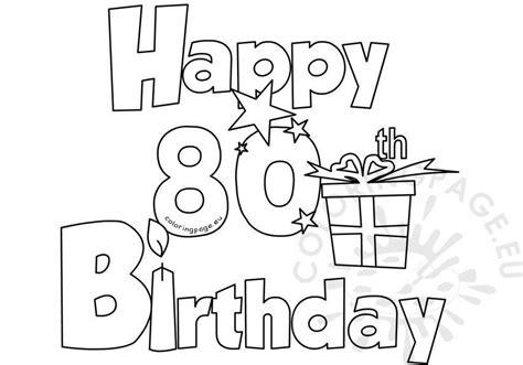 Happy 80 Birthday coloring card – Coloring Page