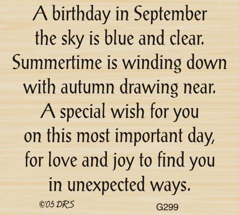 September Birthday Greeting - 299G (With images) | Birthday verses for cards, Card sayings ...