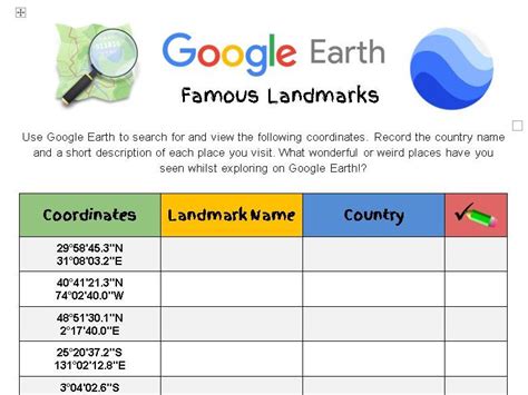 Google Earth - Famous Landmarks | Teaching Resources