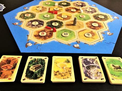 Catan Board and Card Stacks