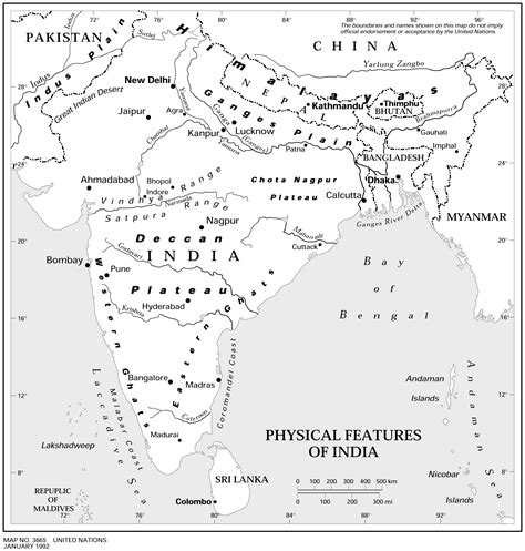 Physical features of India map - Maps of India