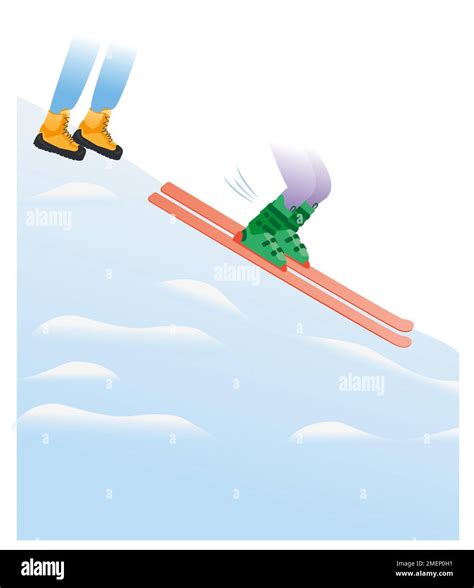 Different types of friction illustrated with slippery skis and snow ...