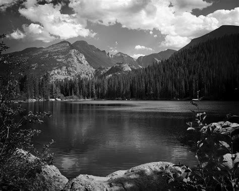 #black and white #black and white #clouds #forest #lake #landscape #monochrome #mountain #nature ...