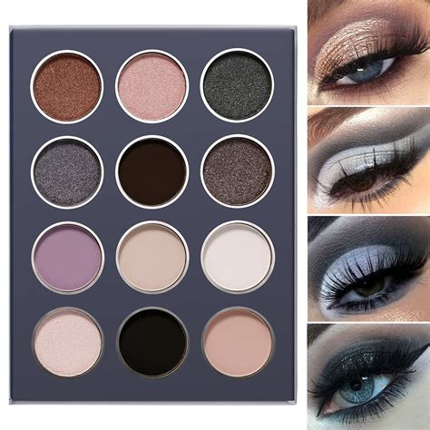 Buy Smokey Grey Eyeshadow Palette, DE’LANCI Professional Black Silver ...